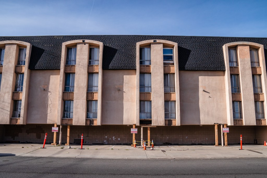An outside view of the parking lot at North Park Towers on Madison Avenue.