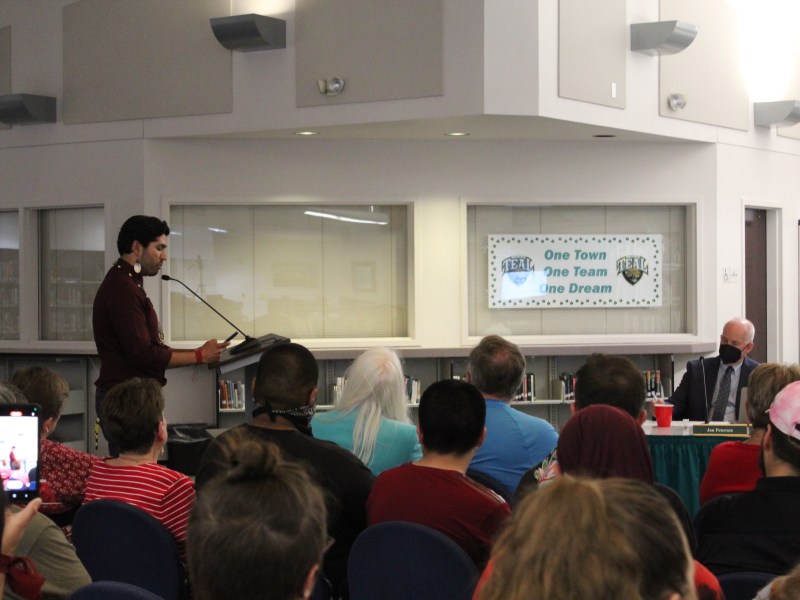 Juan Reynoso speaks to the Valley Center-Pauma Unified School District board at a meeting Thursday, June 23, 2022.