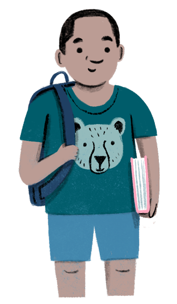 Cartoon drawing of schoolchild