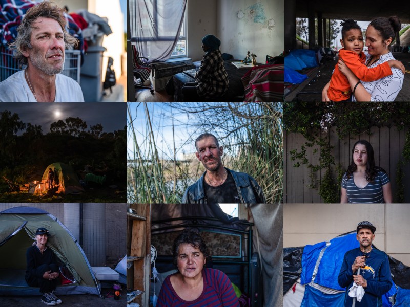 photo collage of nine unhoused san diegans